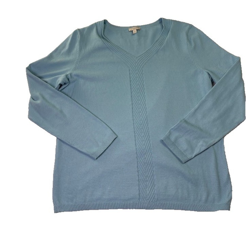 Women's Talbot's‎ V Neck Sweater Blue Lightweight Long Sleeve Cotton Size Medium